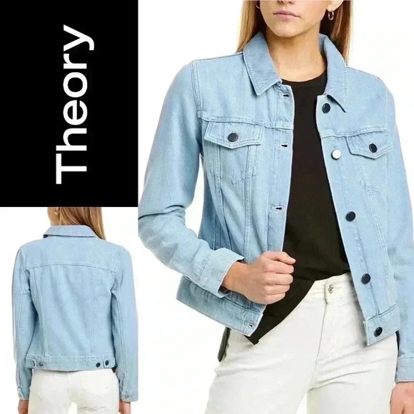 ⭐️HOST PICK⭐️ BNWT Theory Declyn denim jacket size M - Picture 1 of 4